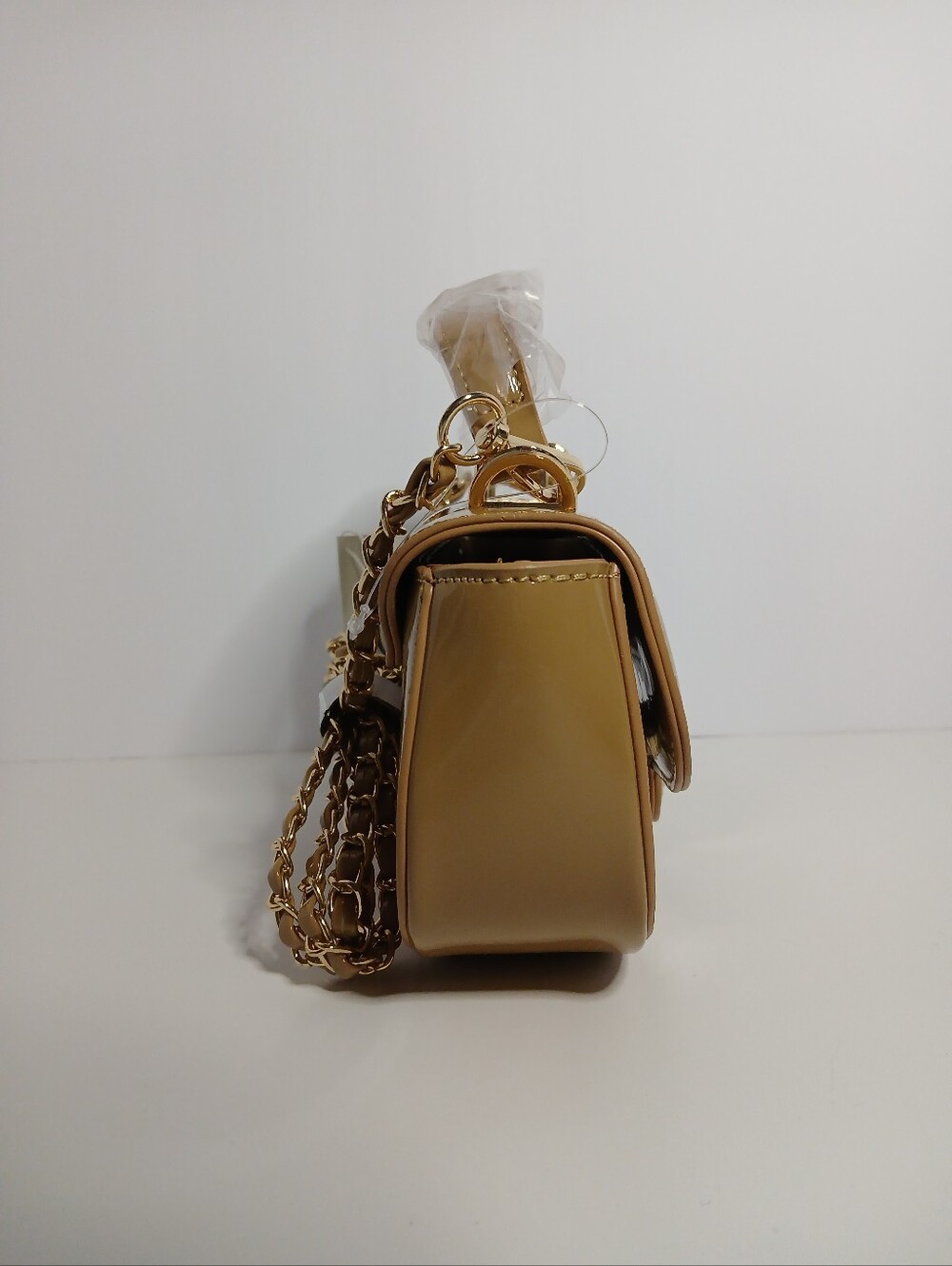 Valentino Orlandi Patent Leather Shoulder Bag Taupe Brand New With Tags - Picture 10 of 17